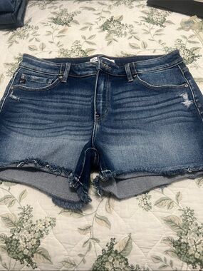 Kancan Medium Blue Distressed Denim Shorts